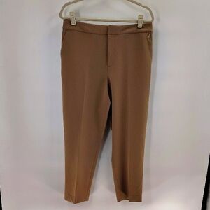 Tommy Hilfiger Tan Dress Pants Size 14 Elastic Back Waist Stretch Crop Ankle